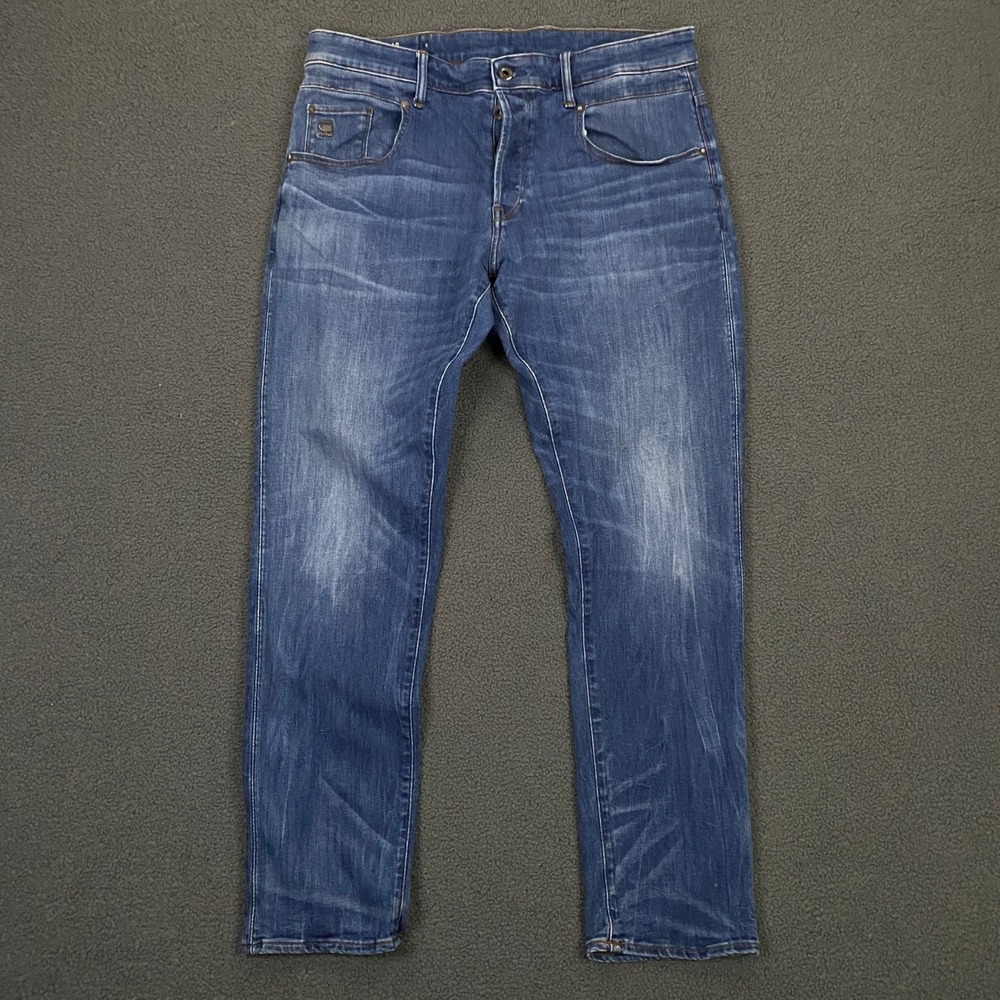 G-Star Raw Radar Jeans Men 36x32 Blue Straight Tapered Button Fly Denim Casual